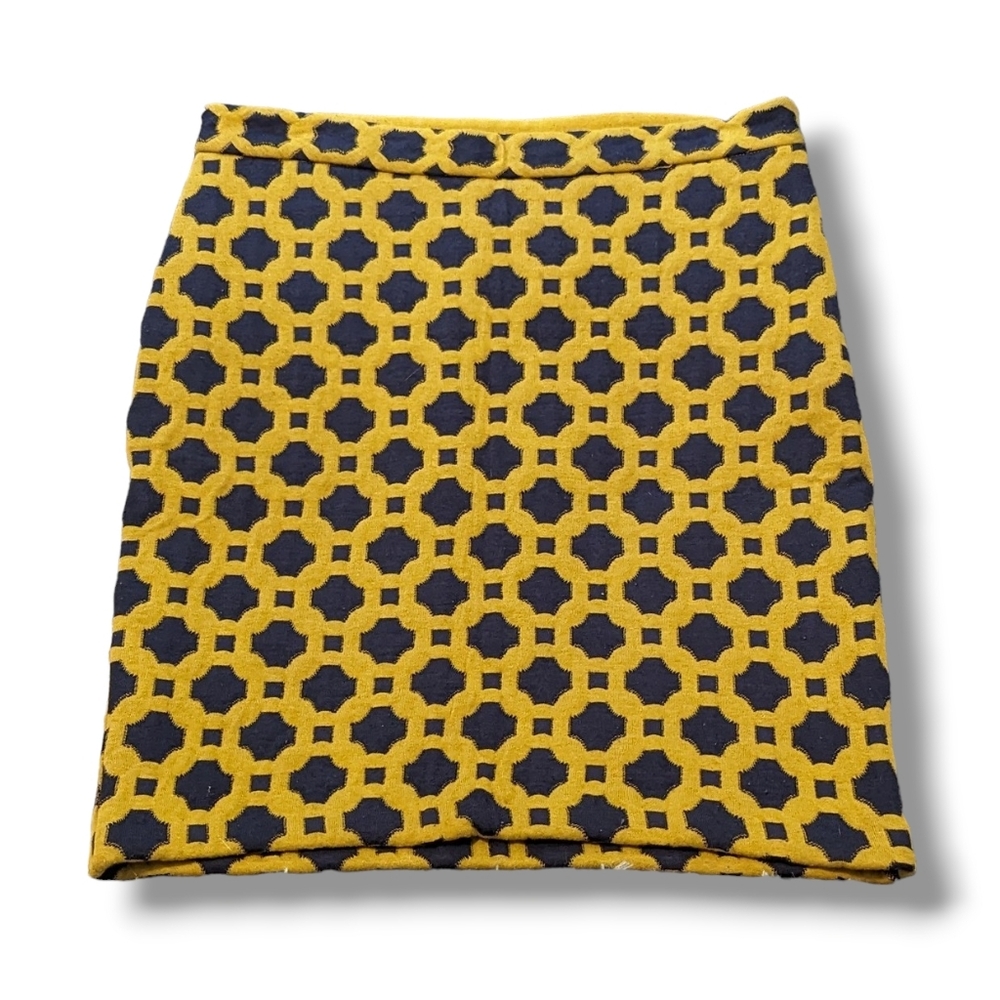 Anthro Charlie and Robin Mid Century Retro Knit Pencil Skirt Gold and Navy: 8